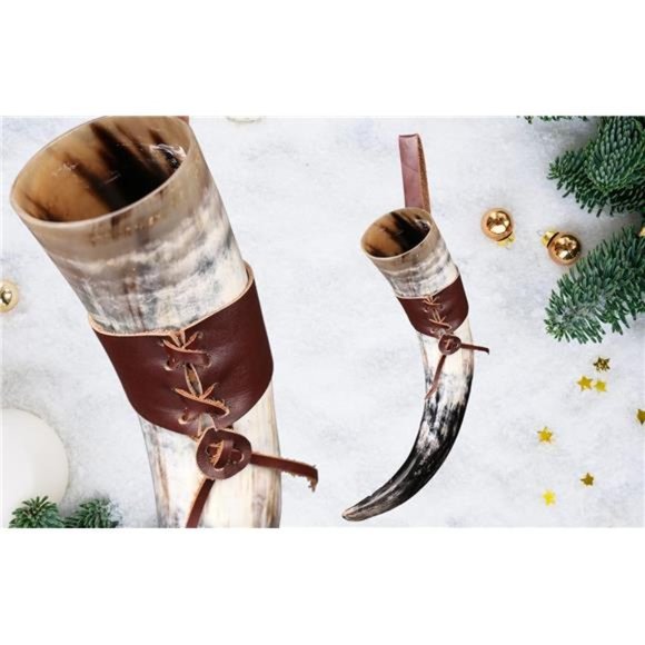 Viking Drinking Horn - 12 Inch with Leather Holster | 100% Authentic Handmade - Picture 4 of 12